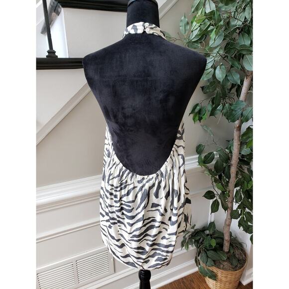 Nine West Top Blouse Women's XL White Black Zebra Print Sleeveless Keyhole Back - Picture 5 of 10